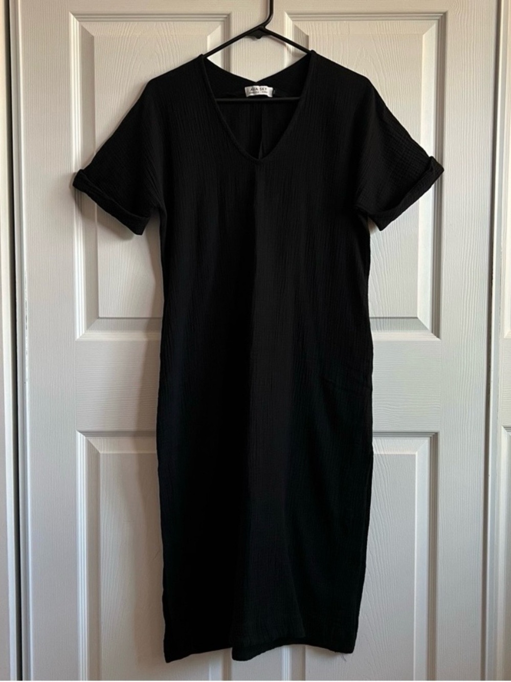 Fighting Eel Ava Sky Muslin Cotton Shirt Dress XS Black